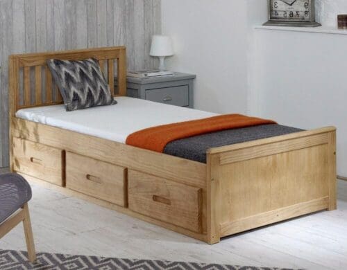 Mission - Small Double - Storage Bed - Drawers - Waxed Pine - Wooden - 4ft - Happy Beds