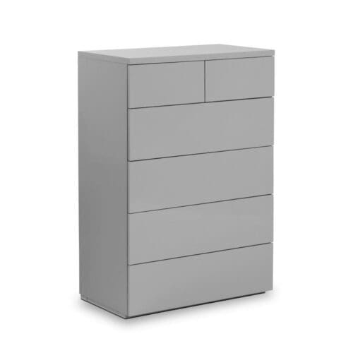 Monaco - High Gloss 4 + 2 Drawer Chest - Grey - Wooden - Happy Beds