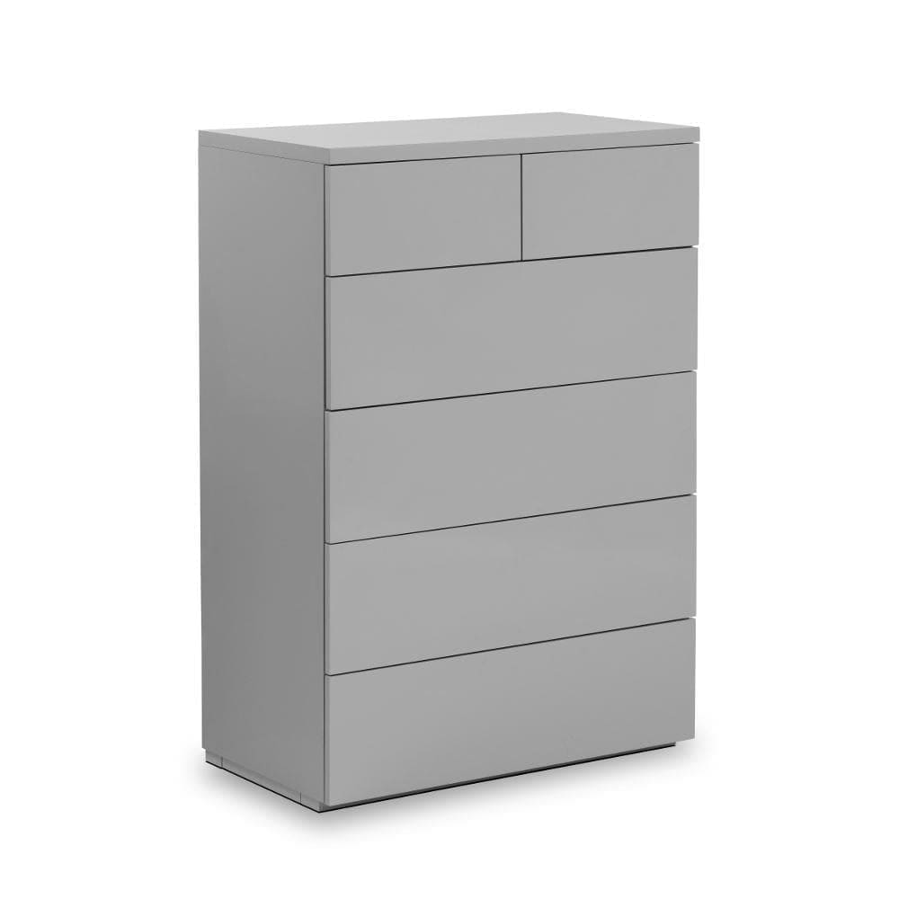 Monaco - High Gloss 4 + 2 Drawer Chest - Grey - Wooden - Happy Beds