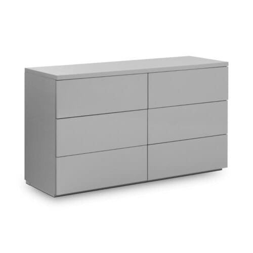 Monaco - High Gloss 6 Drawer Chest - Grey - Wooden - Happy Beds