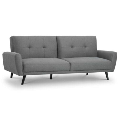 Monza - Fabric 3 Seater Sofa - Grey - Linen - Happy Beds