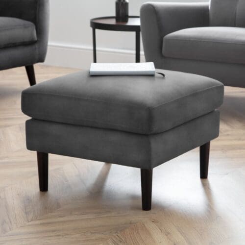 Monza - Ottoman Storage Box - Dark Grey - Velvet - Happy Beds