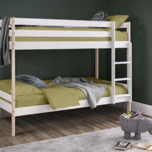 Nova - Single - Kids Bunk Bed - White - Wood - 3ft - Happy Beds