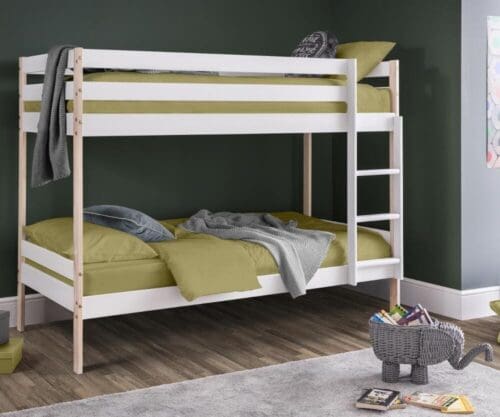 Nova - Single - Kids Bunk Bed - White - Wood - 3ft - Happy Beds