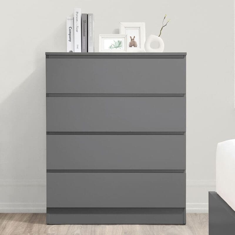 Oslo - 4 Drawer Chest of Drawers - Grey - Wooden - Happy Beds