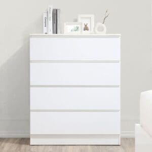 Oslo - 4 Drawer Chest of Drawers - White - Wooden - Happy Beds