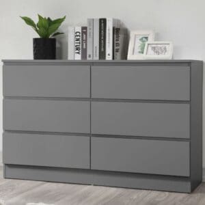 Oslo - 6 Drawer Chest of Drawers - Grey - Wooden - Happy Beds