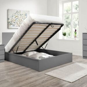 Oslo - Double - Ottoman Storage Bed - Grey - Wooden - 4ft6 - Happy Beds