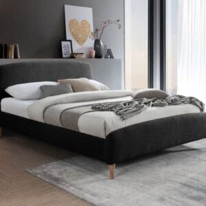 Otley - Double - Dark Grey - Charcoal - Fabric - Low Foot-End Bed 4ft6 - Happy Beds