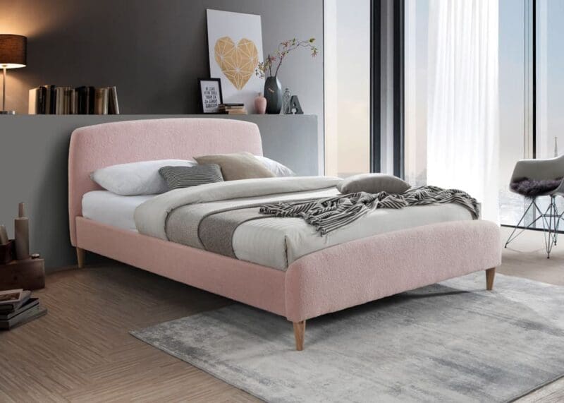 Otley - Double - Pink - Fabric - Low Foot-End Bed 4ft6 - Happy Beds