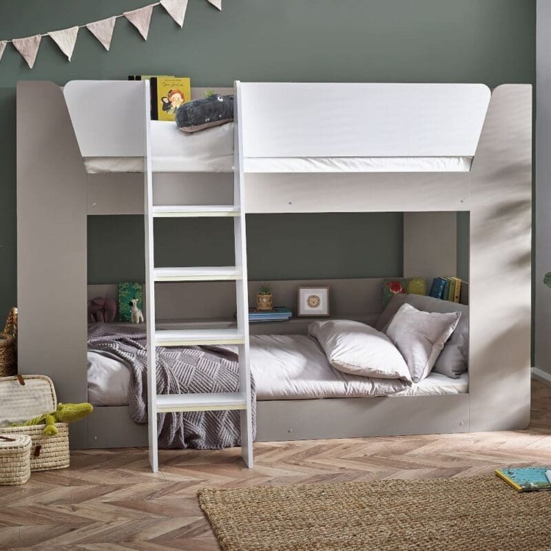 Parsec - Single – Bunk Bed with Angled Ladder - Taupe/White - Wooden - 3ft