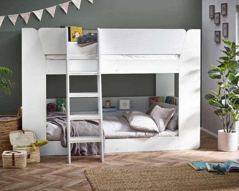 Parsec - Single – Bunk Bed with Angled Ladder - White - Wooden - 3ft