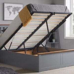 Phoenix - King Size - Ottoman Storage Bed - Stone Grey - Wooden - King - Happy Beds