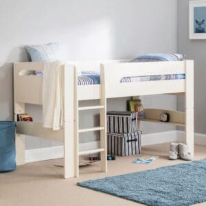 Pluto - Single - Kids Mid Sleeper Bed - White - Wooden - 3ft - Happy Beds