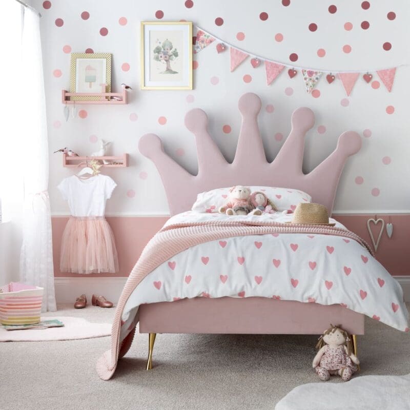 Princess - Kids’ Bed - Pink - Velvet - 3ft - Happy Beds