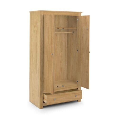 Radley - 2 Door Combination Wardrobe - Pine - Wooden - Happy Beds