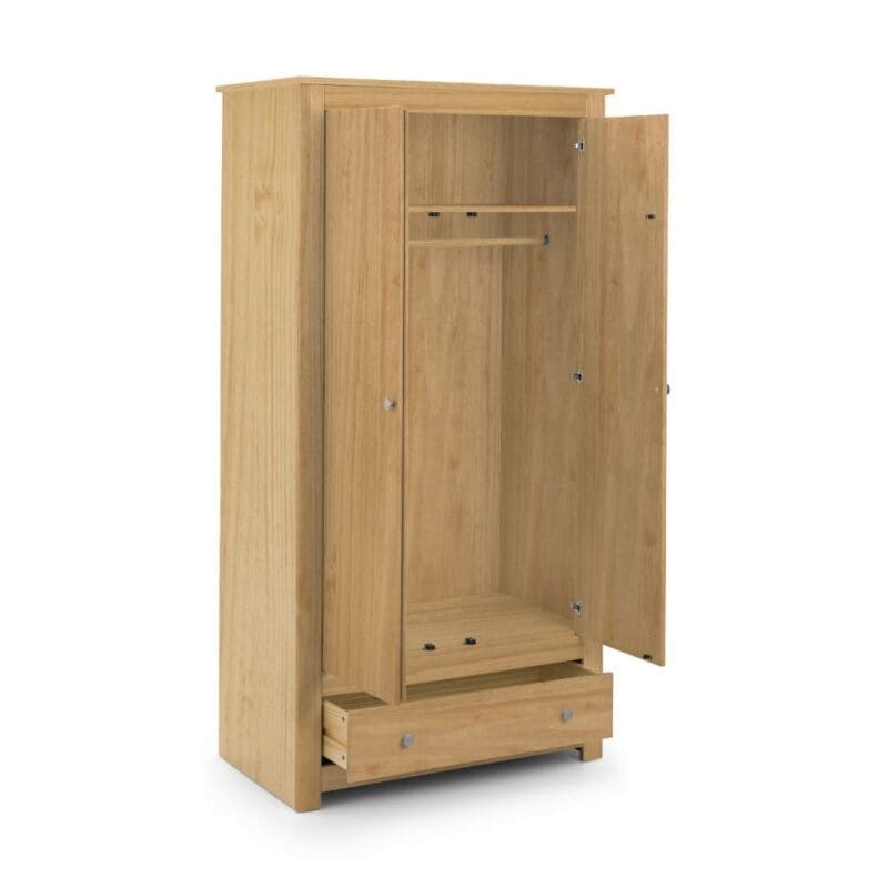 Radley - 2 Door Combination Wardrobe - Pine - Wooden - Happy Beds