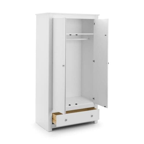 Radley - 2 Door Combination Wardrobe - White - Wooden - Happy Beds