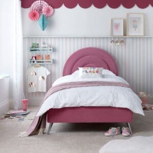 Rainbow - Kids’ Bed - Pink - Velvet - 3ft - Happy Beds