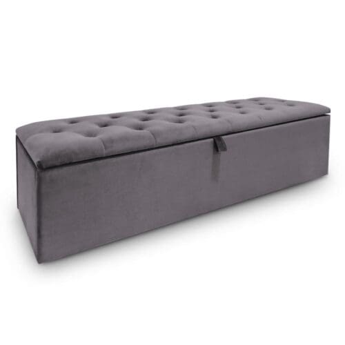 Ravello - Blanket Box - Dark Grey - Velvet - Happy Beds