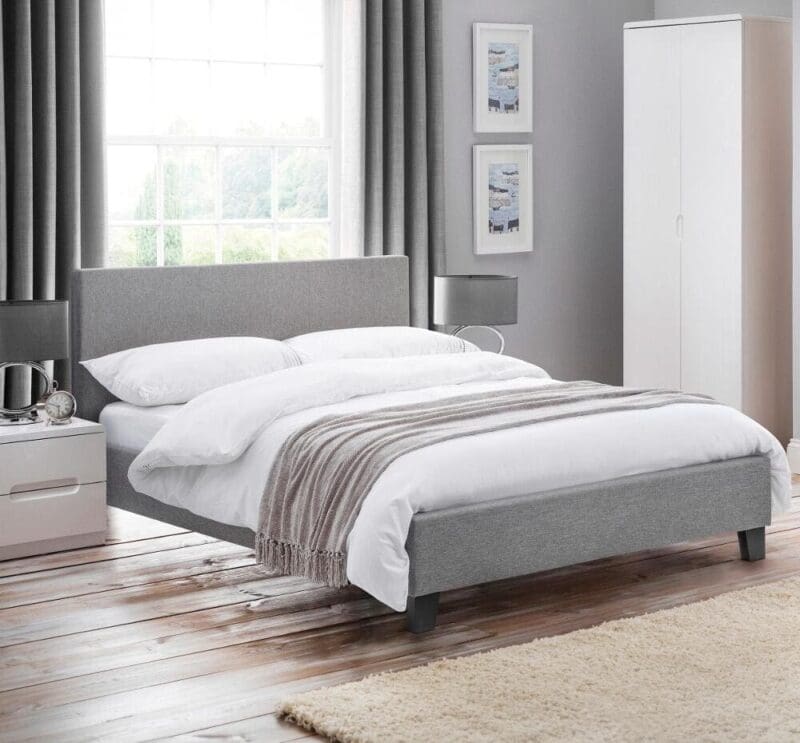 Rialto - Single Bed - Light Grey - Low Foot-End - Fabric - 3ft - Happy Beds