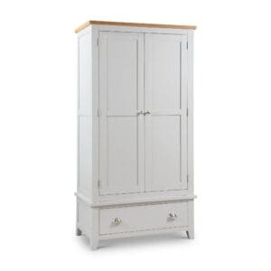 Richmond - 2 Door Combination Wardrobe - Grey/Oak - Wooden - Happy Beds