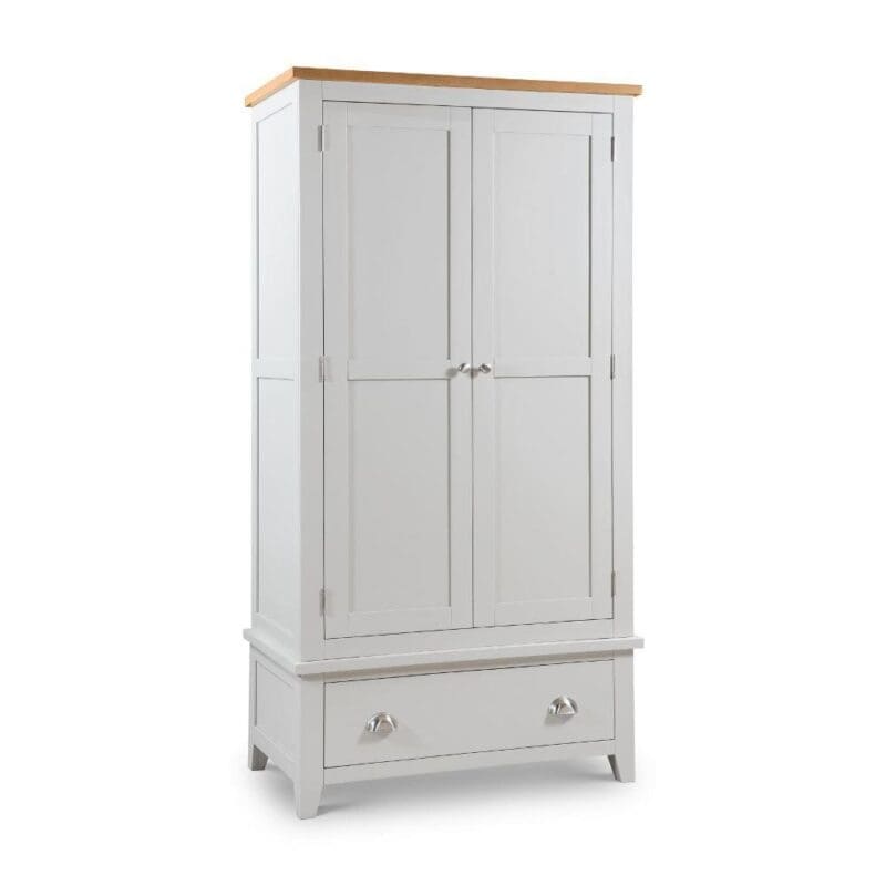 Richmond - 2 Door Combination Wardrobe - Grey/Oak - Wooden - Happy Beds