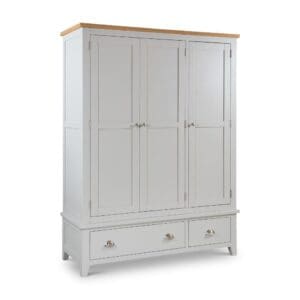 Richmond - 3 Door Combination Wardrobe - Grey/Oak - Wooden - Happy Beds