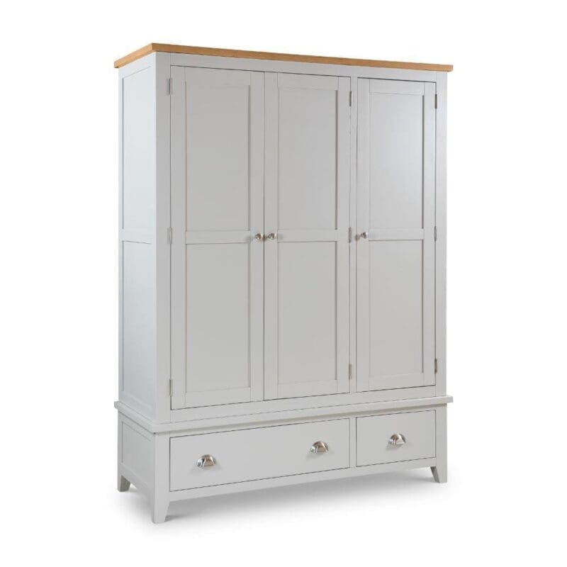 Richmond - 3 Door Combination Wardrobe - Grey/Oak - Wooden - Happy Beds