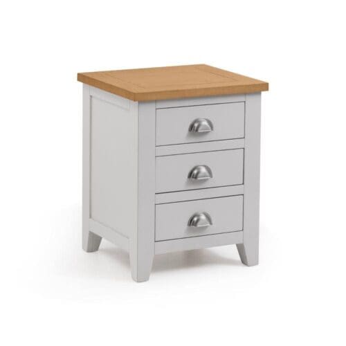 Richmond - 3 Drawer Bedside Table - Grey/Oak - Wooden - Happy Beds