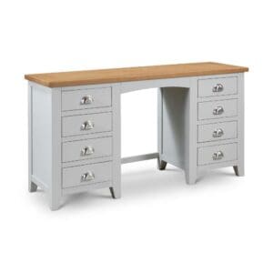 Richmond - Double Pedestal Dressing Table - Grey/Oak - Wooden - Happy Beds