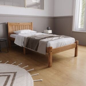 Rio -Single - Waxed Solid Pine Wooden Bed Frame - 3ft - Happy Beds