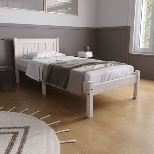 Rio - Single - White Washed Solid Pine Bed Frame - 3ft - Happy Beds