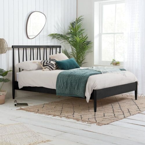 Rome - Double - Low Foot-End Bed - Black - Wooden - 4ft6 - Happy Beds