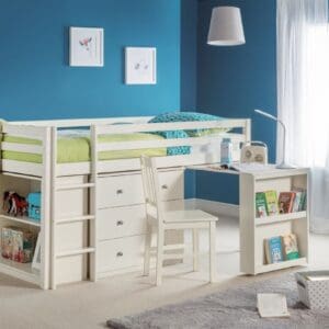 Roxy - Single - Kids Mid Sleeper Bed - White - Wood - 3ft - Happy Beds