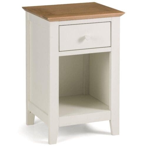 Salerno - 1 Drawer Bedside Table - Ivory/Oak - Wooden - Happy Beds