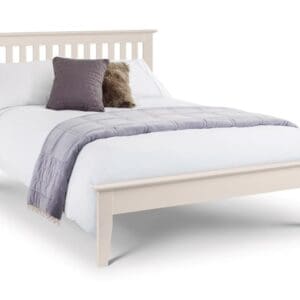 Salerno - Double Ivory & Wooden Two Tone Bed Frame - Shaker Style - 4ft6 - Happy Beds