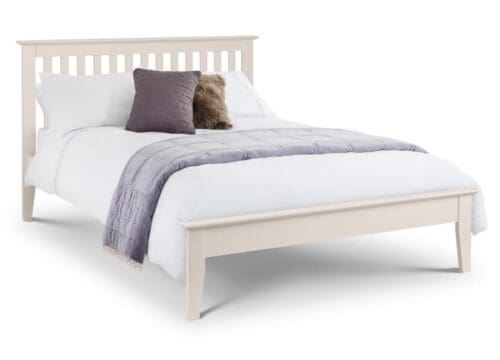 Salerno - Double Ivory & Wooden Two Tone Bed Frame - Shaker Style - 4ft6 - Happy Beds