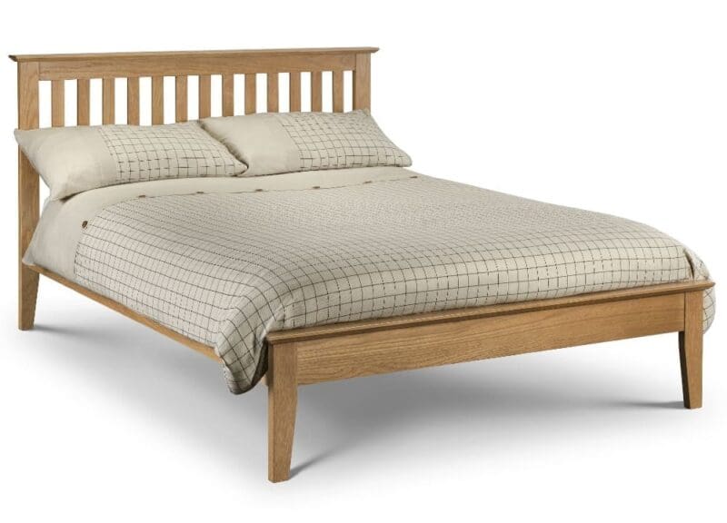 Salerno Double Oak Finish Wooden Bed Frame - Low Foot End - 4ft6 - Happy Beds