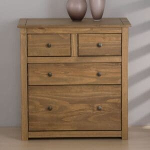 Santiago - 2+2 Drawer Chest - Pine - Wooden - Happy Beds