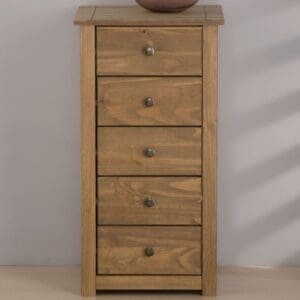 Santiago - 5 Drawer Chest - Pine - Wooden - Happy Beds