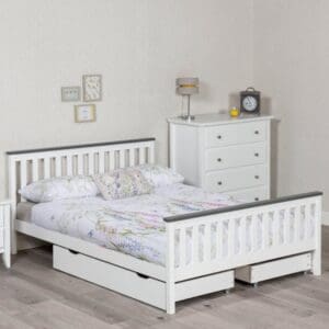 Shanghai -Single - White and Grey - Wood - 3ft - Happy Beds