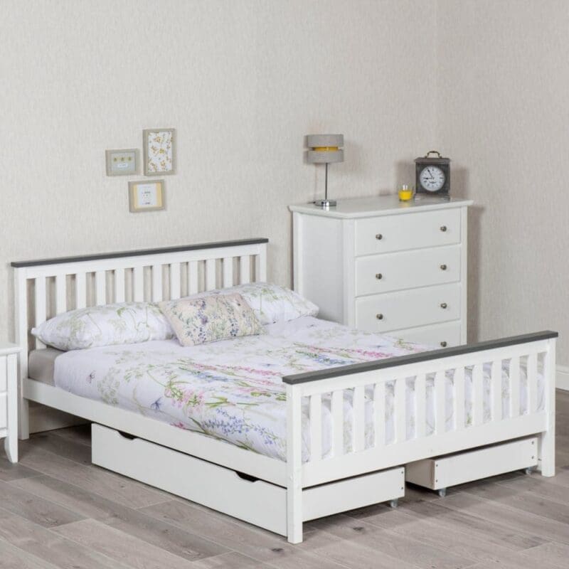 Shanghai -Single - White and Grey - Wood - 3ft - Happy Beds