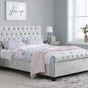 Sienna - Double -Light Grey - Crushed Velvet - 4ft6 - Happy Beds