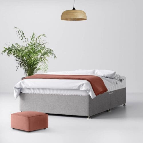 Small Single - Divan Bed - Light Grey - Fabric - 2ft6 - Happy Beds