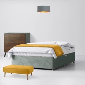 Small Single - Divan Bed - Light Grey - Velvet - 2ft6 - Happy Beds