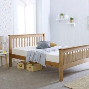 Somerset - Double - Waxed Pine - Wooden - High Foot-End Bed - 4ft6 - Happy Beds