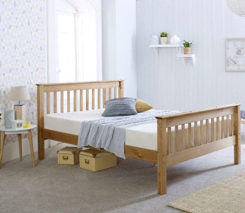 Somerset - Double - Waxed Pine - Wooden - High Foot-End Bed - 4ft6 - Happy Beds