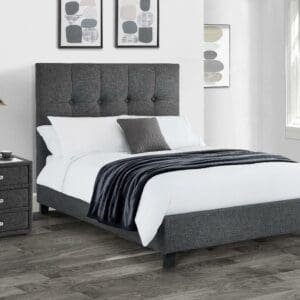 Sorrento - Double -Dark Grey - Fabric - Low Foot-End - 4ft6 - Happy Beds