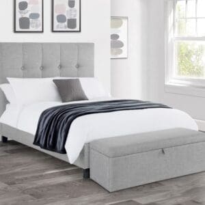 Sorrento - Double - Light Grey - Fabric - Low Foot-End Bed- 4ft6 - Happy Beds